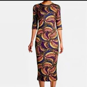 Farm Rio for Anthropologie Black Wild Bananas Jersey Dress - Size Large